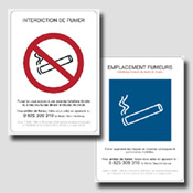 Lot de 5 decrets non fumeur PVC 1mm